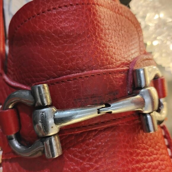 LEATHER SLIP ON SHOE LOAFERS -12- FERRAGAMO RED-FERRAGAMO SALVATORE MS 46472 EE - Picture 7 of 10